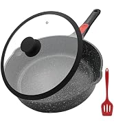 AIKENBBKK 12 Inch Deep Frying Pan Skillet Nonstick with Lid, 5 QT Saute Pan, Non Stick Frying Pan...