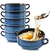 Hasense French Onion Soup Bowls with Handles, 24 Ounces Ceramic Serving Soup Bowls for Chili, Ste...