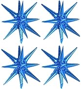 TONIFUL 4 Pcs 22inch 4D Huge Blue Star Balloons Explosion Star Mylar Foil Balloons for Party Supp...