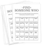 Sahjzk Find Someone Who Bingo Cards, 25 Unique Sheets, Team Building Games for Work, Icebreaker F...