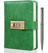 WEMATE Journal with Lock, A6 PU Leather Diary with Lock 192 Pages, Lock Journal Password Notebook...