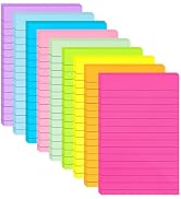 (9 Pack) Lined Sticky Notes 4x6 in Post Sticky Notes with Lines, 9 Bright Colors Large Ruled Post...