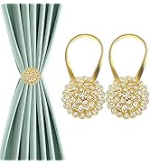 Mightree Magnetic Curtain Tiebacks, Window Curtain Clips with Stretchy Metal Rope for Home Office...