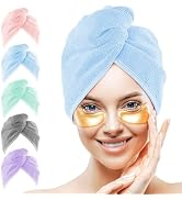 HOMEXCEL Microfiber Hair Towel for Women 5 Pack,10X 26 Inch Hair Turbans for Wet Hair,Super Absor...