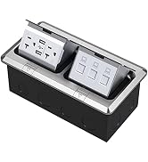 KYHSHJ Dual Pop-Up Floor Electrical Outlet Box Kit,20 Amp Stainless Steel USB TR Receptacle Outle...