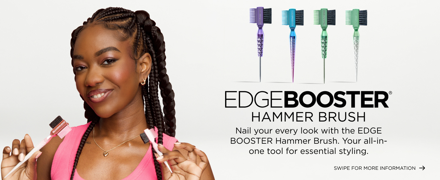 EDGE BOOSTER Hammer Brush all in one styling tool with dual comb brush for sleek hair edges