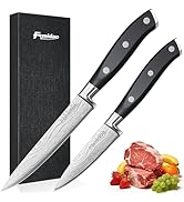 Razor Sharp 2PCS Small Kitchen Knife Set, 5 inch Utility Knife and 3.5 inch Paring Knife, High Ca...