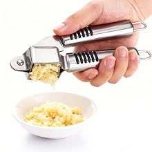 Press down firmly on the handle to crush the garlic.