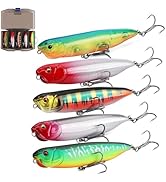 FLISSA 5PCS Top Water Fishing Lures Kits, Bass Fishing Lures for Freshwater & Saltwater, Realisti...