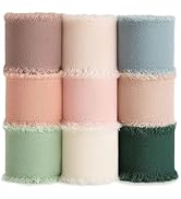 Bleiou 9 Rolls Chiffon Ribbon 1.5" x 5.46 Yd x 9 Rolls Handmade Cream Ribbon for Wrapping, Weddin...