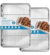 Herogo Large Baking Sheet with Wire Rack Set(2 Pans + 2 Racks), 20 x 14 x 1 Inch Stainless Steel ...