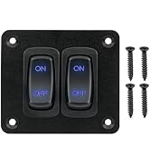 ULITECO Rocker Switch Panel, 2 Gang Toggle Switch Panel 12V, Wateroproof 5Pins Boat On-Off Switch...