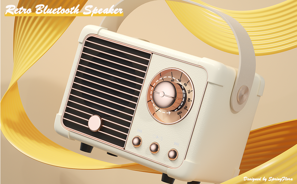Retro Vintage Bluetooth Speaker with Built-in Mic White 2