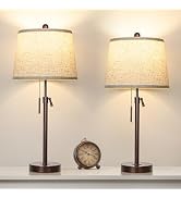 Table Lamps Set of 2, 22" to 30"Adjustable Height Bedside Lamps for Living Room 3 Color Temperatu...