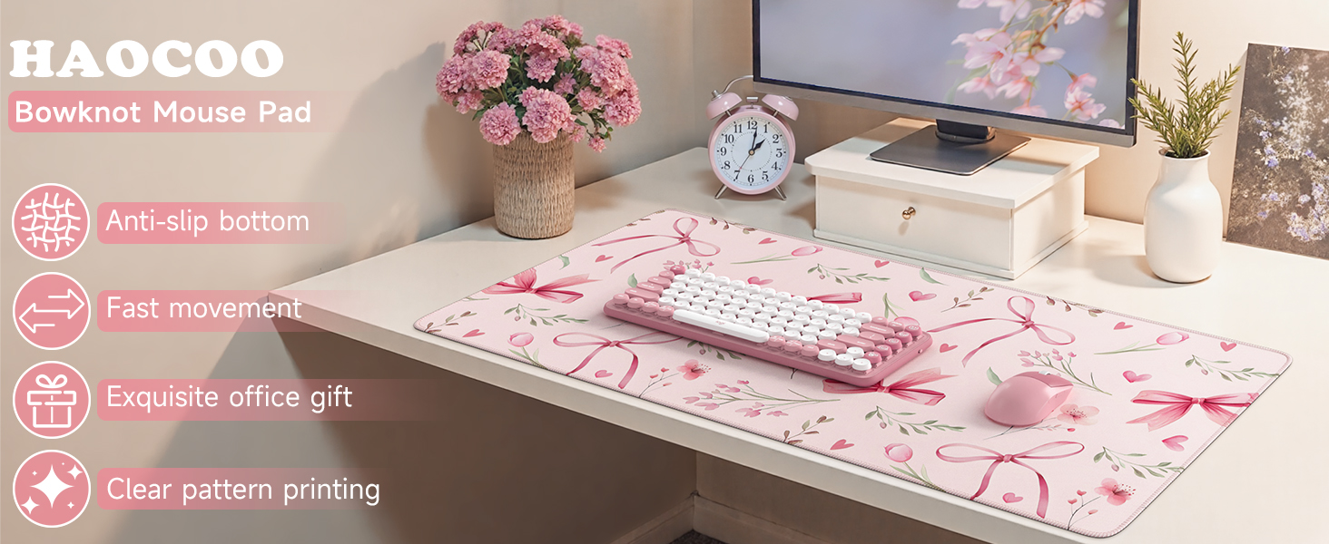 Haocoo Pink Bow Desk Pad