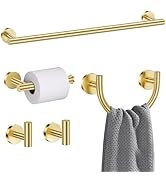 TURS Brushed Gold 5-Piece Bathroom Hardware Set Towel Bar Set 23.6inch Towel Racks for Bathroom W...