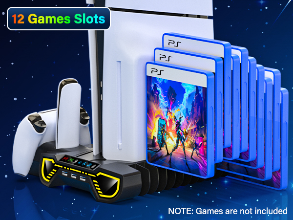 ps5 slim console cooling stand with controller charging station