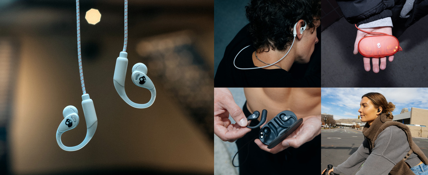 Push 540 Open images worn on model and earbuds in hand