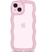 Anuck for iPhone 15 Case Wavy Edge Clear Back Design, Anti-Slip Grip Cute Wave Curly Frame Shape ...