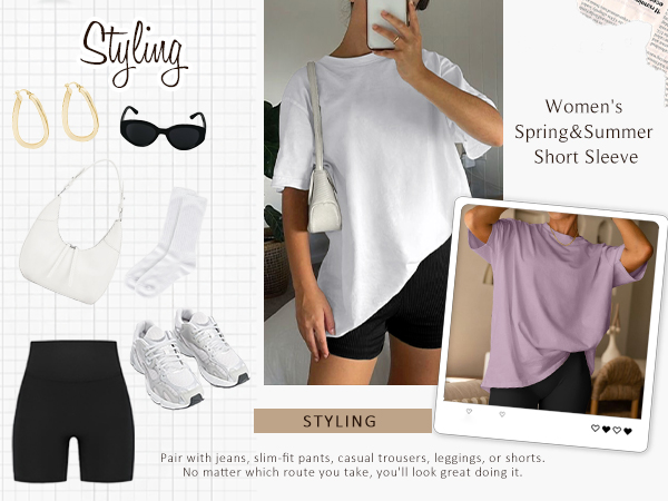 Trendy Queen Oversized t Shirts For Women Casual Loose Blouse Basic Tee T-Shirts 2023