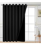 Yakamok 100% Blackout Sliding Door Curtains, Thermal Insulated Grommet Full Light Shading Sliding...