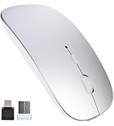 SUNGI Bluetooth Wireless Rechargeable Mouse Dual Mode(Bluetooth5.2+USB),Silent mice with USB-C to...