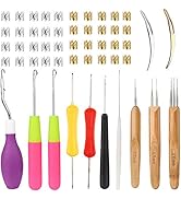 52 Pcs Dreadlock Crochet Hook Set, Crochet Needles for Hair, Hair Knitting Needle Tools Set with ...