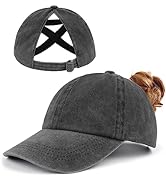 Zylioo XXL Oversize Ponytail Baseball Cap,Large Washed Criss Cross Golf Cap,Low Profile Sports Ca...