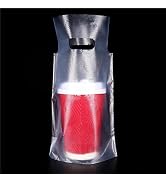 FERENLI 100Pieces Single Drink Cup Holder Plastic Bags for Milk Juice Water Coffee Portable Carri...