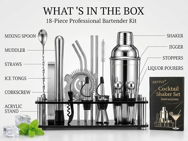 Complete 18-Piece Bartender Kit