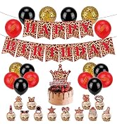 Bensbl 44PCS Cheetah Birthday Decorations for Girls, Leopard Print Party Supplies Kit, Wild Safar...