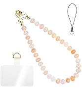 Handmade Natural Gemstone Crystal Beaded Charm Cell Phone Camera Lanyard, Hands-Free Wrist Strap,...