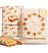 BeLuyi 2 Pack Beeswax Bread Bags for Homemade Bread, 17 x 13 Inch Reusable linen Cotton Bread Sto...