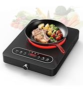 VBGK Single Burner Electric Cooktop, 110V 1800W Electric Cooktop with LED Touch Controls and Knob...