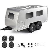 9imod Four Wheels Travel Camper RC Trailer with Hitch for 1/18 RC Crawler TRX4M Upgrade Accessori...