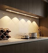 WhilsTec 2-Pack Wireless Under Cabinet Lights, Rechargeable LED Motion Sensor Closet Light, 3-Col...
