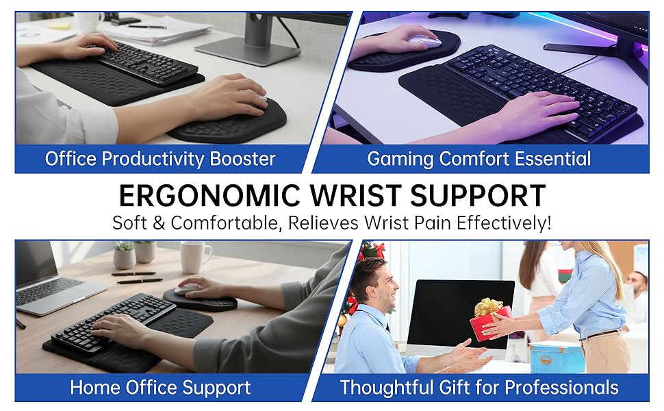 3-in-1 Ergonomic Keyboard Stand Wrist Rest Mouse Pad Set