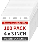 Turxayox 100 Pack Horizontal Clear ID Badge Holder, 4x3 Inch Plastic Name Tag Badge Holders, Card...