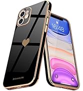 Teageo Compatible with iPhone 11 Case for Women Girl Cute Love-Heart Luxury Bling Plating Soft Ba...
