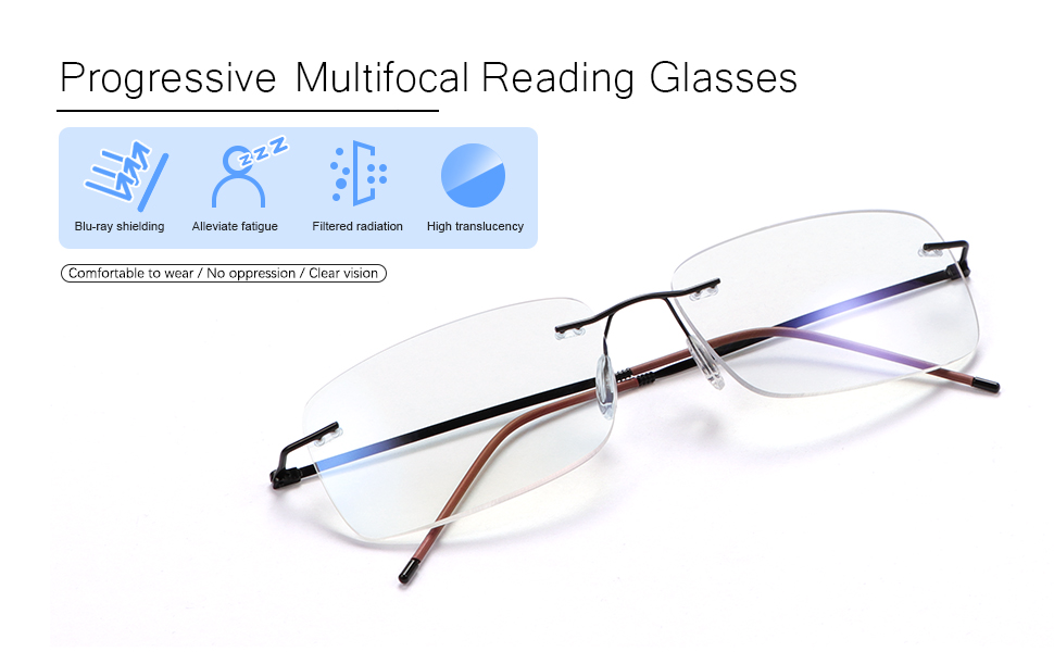 Rimless Progressive Multifocus Reading Glasses