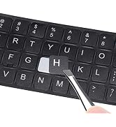 2PCS Universal English Keyboard Stickers with Tweezer, Keyboard Stickers Black Background with Wh...