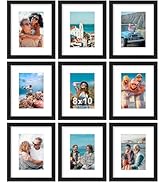 Vittanly 8x10 Picture Frames Set of 9, Shatter Resistant Plexiglass, Display 5x7 Pictures with Ma...