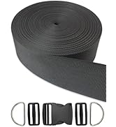 ZHFMILY Black Nylon Webbing Strap with Plastic Buckles 45ft Flat Webbing Strapping for Indoor&Out...