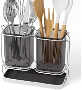 First-zgel Utensil Holder Counter, 6.7" Plastic Silverware Caddy, Utensil Holder for Party, 2 Cup...