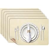 Aofmee Faux Leather Placemats Set of 6, Heat Resistant Place Mats, 100% Waterproof Wipeable Washa...