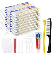 Xuezoioy Personal Hygiene Kit Bulk Pack of 100,Yellow Disposable Toothbrushes with Toothpaste Flo...
