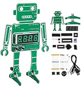 MiOYOOW 4-Digit Robot Alarm Clock Kit, DIY Robotic Digital Clock Soldering Practice Kit with Temp...