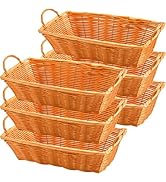 Yesland 6 Pcs Poly Wicker Bread Basket with Handle, 14 Inch Rectangular Imitation Rattan Fruit St...