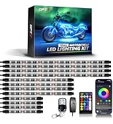 OPT7 12pcs Motorcycle LED Strip Lights with App & Remote Control, RGB Multicolor & Sound Sync Neo...