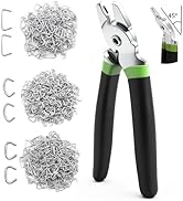Ruibapa 300 Pcs Hog Rings with Bent Hog Ring Pliers Kit 3/4" 1/2" 3/8" Galvanized Hog Rings for B...